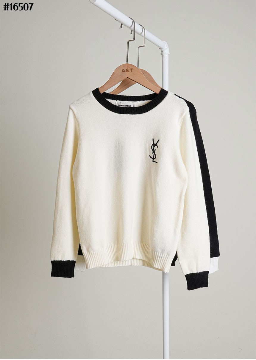 생** 울 릴렉스 YSL 자수 로고 니트 풀오버 16507