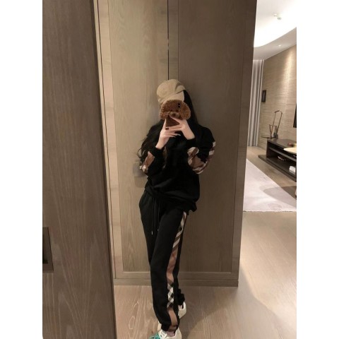버** 브라운체크 라운드&조거팬츠 셋