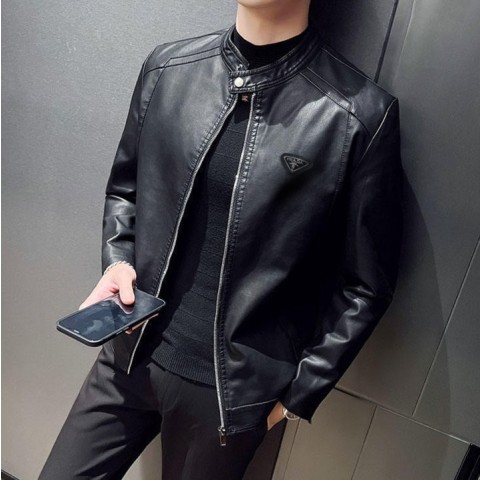 프** 솔리드 레이싱 레더자켓