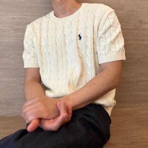 폴* 남성 케이블 코튼니트