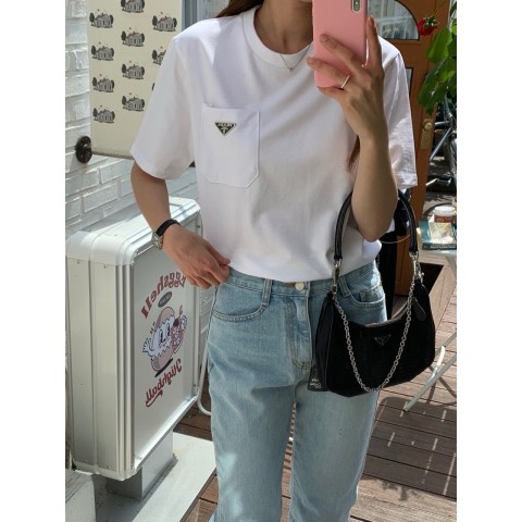 프** 여성용 p코튼 저지 포켓 반팔티