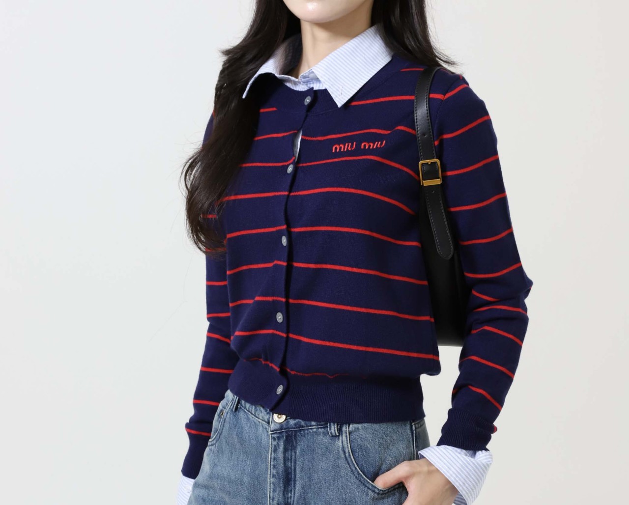 미*** 스트라이프 울 니트 가디건